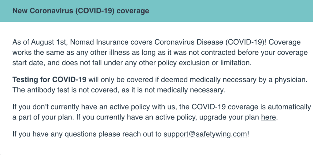 covid19 coronavirus safetywing insurance