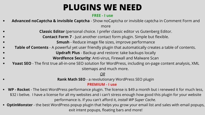 necessary wordpress plugins