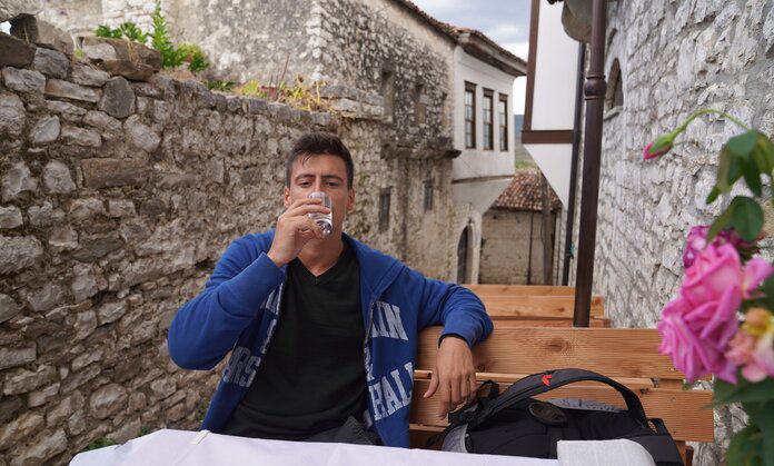 drinking rakia in albania