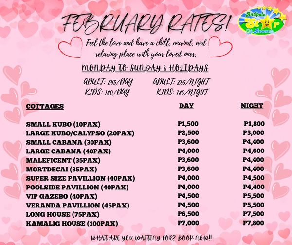 Price Card Antipolo Star Resort
