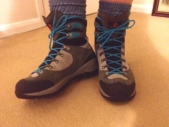 breaking in boots inside house