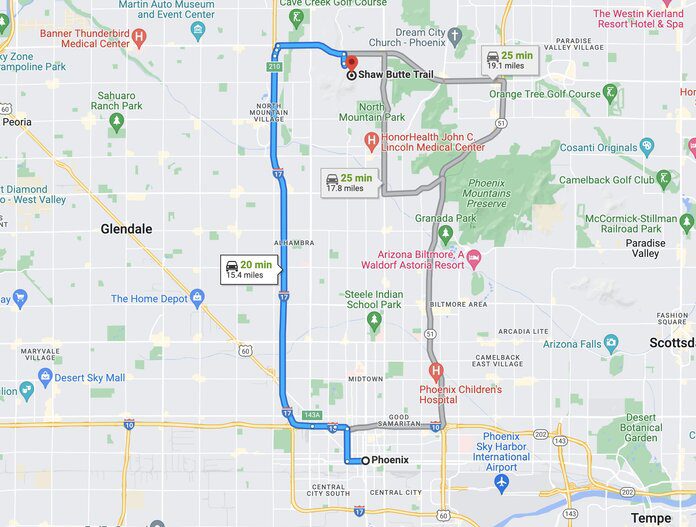 phoenix to shaw butte 
