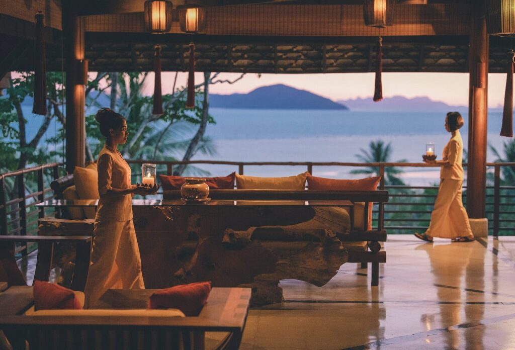 Beach facing Alchemy lounge at Kamalaya retreat
