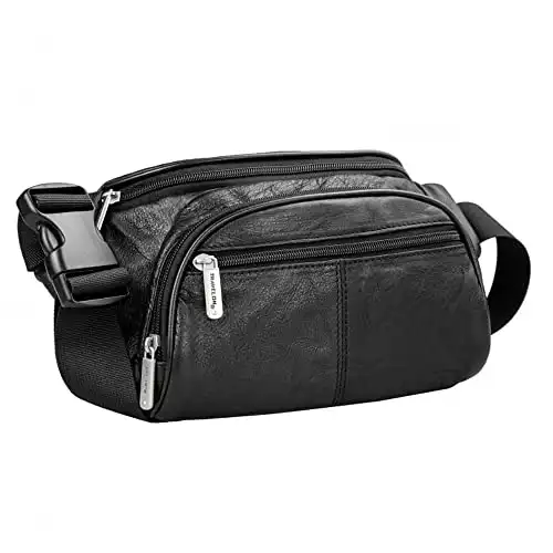Travelon: RFID Blocking Leather Waist Pack - Black