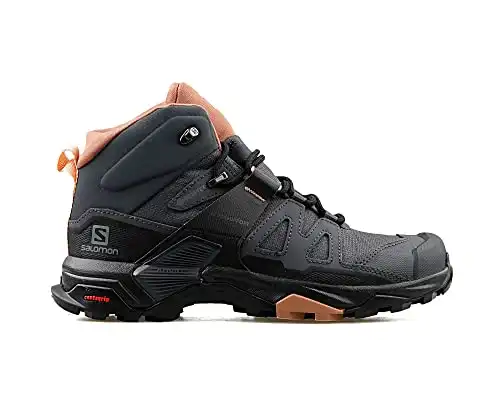 Salomon X Ultra 4 MID Gore-TEX Hiking Boots for Women, Ebony/Mocha Mousse/Almond Cream, 5.5