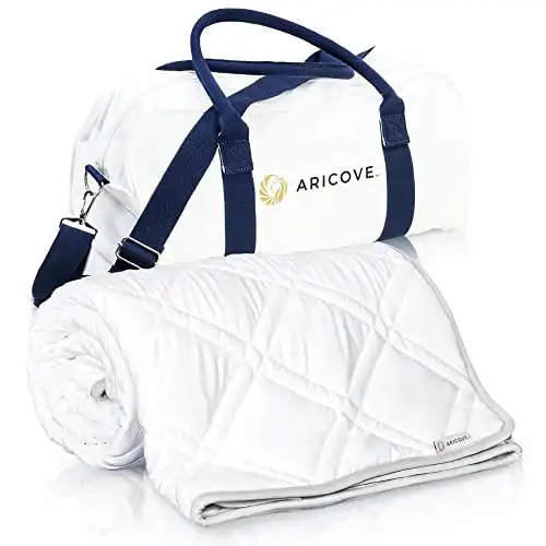 Aricove Cooling Weighted Blanket, 10 lbs, Twin Size for Adults, Luxury Heavy Blanket, Silky Soft Bamboo Viscose, 48x72 inches, Machine Washable, White